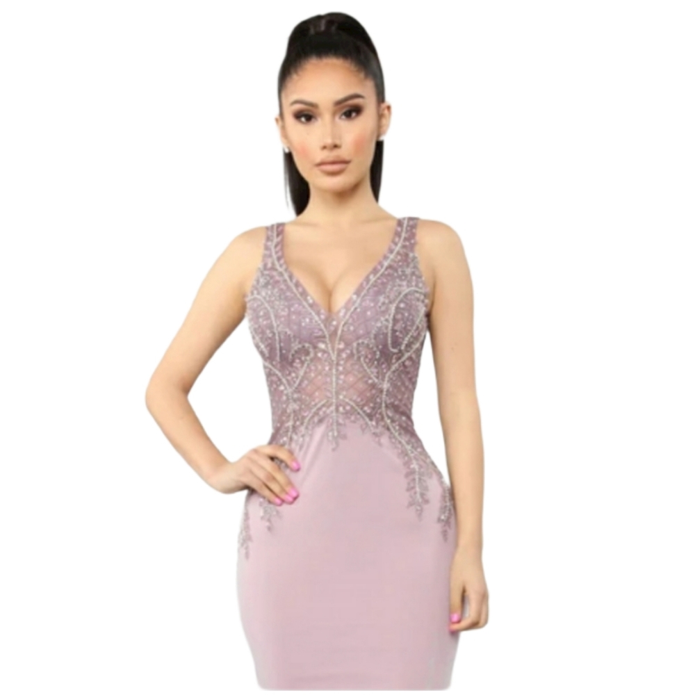Lilac Beaded Mermaid Gown